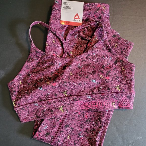 REEBOK Fitted Stretch Workout Top & leggings. Girls Size L (10-12), NWT - Picture 8 of 9